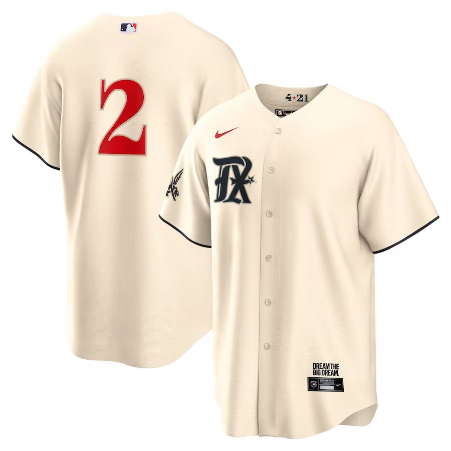Men Texas Rangers #2 Marcus Semien Nike Cream 2023 City Connect Replica Player MLB Jersey->texas rangers->MLB Jersey